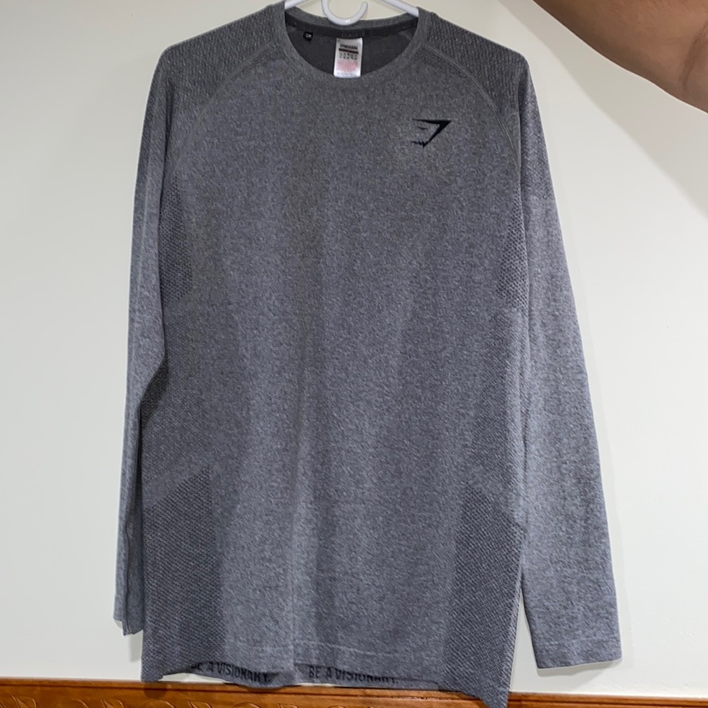Grey Long Sleeve Athletic Gymshark Shirt